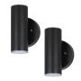 ARBOTANTE DE MURO LED DE CONEXIÓN 11W 2 FOCOS 3000K RESISTENTE A INTEMPERIE NEGRO MATE