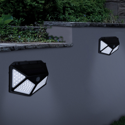 LÁMPARAS SOLARES PARA EXTERIOR LED 9.6 X 13 X 5.5 CM NEGRO 2 PIEZAS