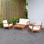 SALA DE JARDÍN ACOLCHADA OFF WHITE / MADERA CAFÉ