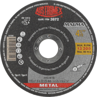 DISCO DE CORTE METAL PARA ESMERILADORA ANGULAR 4 1/2"