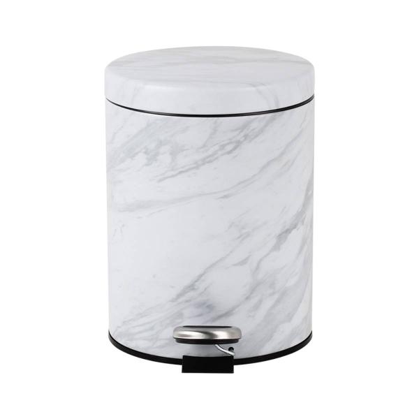 BOTE DE BASURA MARBLE METAL CON PEDAL Y TAPA 5 L
