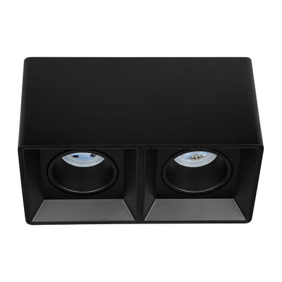 LÁMPARA DE TECHO SOBREPONER FOCO GU5.3 CUADRADO 2X15 W NEGRO USO INTERIOR