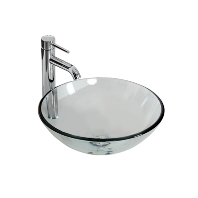 OVALÍN PARA BAÑO TRANSPARENTE OVALADO 42 X 42 CM CON MEZCLADORA