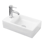 LAVABO PARA BAÑO BLANCO RECTANGULAR 45 X 25 CM CON LLAVE MEZCLADORA