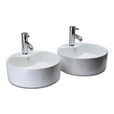 PAQUETE DE 2 OVALÍNES PARA BAÑO BLANCO REDONDO 40 CM CON MEZCLADORAS