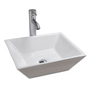 OVALÍN PARA BAÑO BLANCO CUADRADO 42 X 42 CM CON LLAVE MEZCLADORA