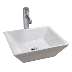 OVALÍN PARA BAÑO BLANCO CUADRADO 42 X 42 CM CON LLAVE MEZCLADORA