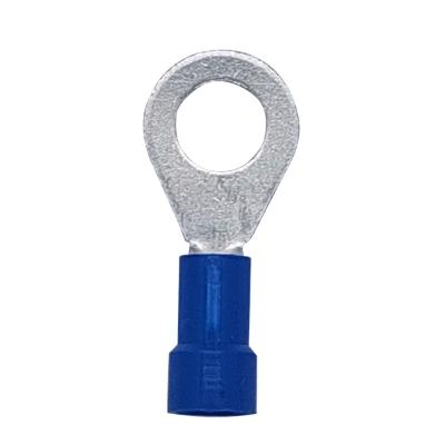 TERMINAL PARA CABLES ELÉCTRICOS DE COBRE ESTAÑADO TIPO OJO 1/4 16-14 AWG AZUL 12 PIEZAS