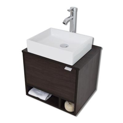 MUEBLE PARA BAÑO FLOTANTE PLATZ 20" CAFÉ MELAMINA CON LAVABO, MONOMANDO Y CÉSPOL
