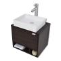 MUEBLE PARA BAÑO FLOTANTE PLATZ 20" CAFÉ MELAMINA CON LAVABO, MONOMANDO Y CÉSPOL