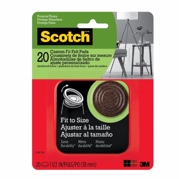 FIELTROS REDONDOS SCOTCH, CAFÉ, TAMAÑO AJUSTABLE, 20 UND