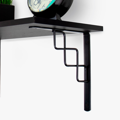 MÉNSULA TIPO ESCALERA PARA REPISA DE 25 CM 60 KG DE CARGA 1 PIEZA DE ACERO NEGRO