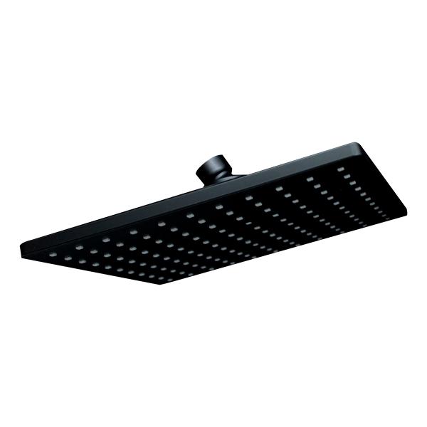 REGADERA FIJA CUADRADA ABS NEGRO MATE TIPO LLUVIA DISTRIBUCION UNIFORME