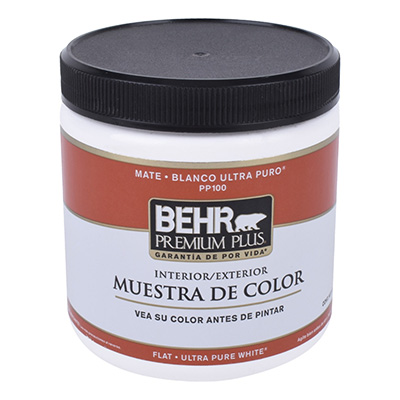 MUESTRA DE PINTURA 100% ACRÍLICA INTERIOR Y EXTERIOR BEHR PREMIUM PLUS DE 237 MILILITROS