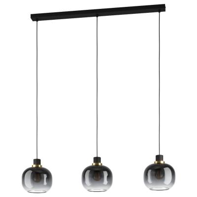 LÁMPARA COLGANTE MODERNA DE ACERO NEGRO 3 LUCES OILELLA