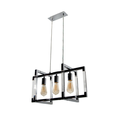 COLGANTE RECTANGULAR CROMO 40W 3L