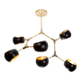 LÁMPARA DE TECHO FOCO E27 6 LUCES 40 W NEGRO Y DORADO PARA INTERIOR