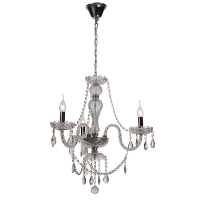 LÁMPARA COLGANTE CLÁSICO 30161-1 CRISTAL Y ALUMINIO CROMO 3 LUCES INCANDESCENTE