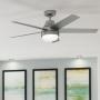 VENTILADOR DE TECHO AERODYNE 52" MODERNO PARA INTERIOR CON LUZ PLATA