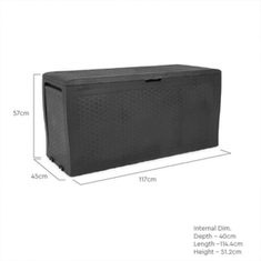 COBERTIZO DE ALMACENAMIENTO PARA EXTERIOR / CAJA HORIZONTAL POLIPROPILENO 71 GALONES GRIS GRAFITO