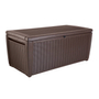 COBERTIZO DE ALMACENAMIENTO PARA EXTERIOR CAJA HORIZONTAL RESINA 135 GAL CAFE