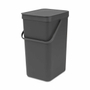 CUBO RECICLAJE CON ASA GRIS 16L, BRABANTIA.