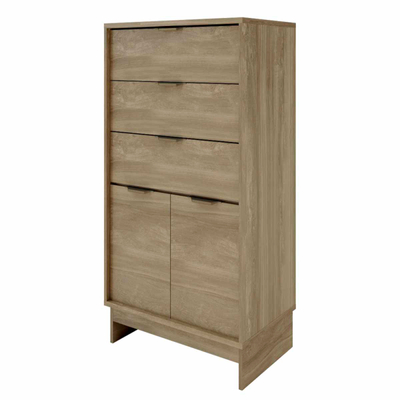 CAJONERA DE MDP NOCE 5 CAJONES PARA RECÁMARA MODERNA ARMABLE