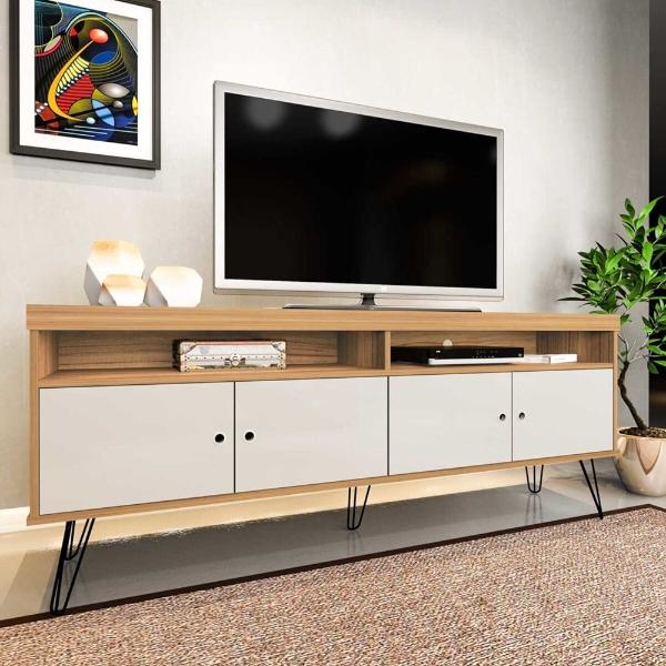 MUEBLE PARA TV HASTA 60 PULGADAS MDP Y TAMBURATO ROBLE OFF WHITE 160 CM