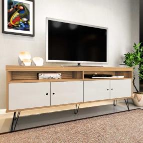 MUEBLE PARA TV HASTA 60 PULGADAS MDP Y TAMBURATO ROBLE OFF WHITE 160 CM