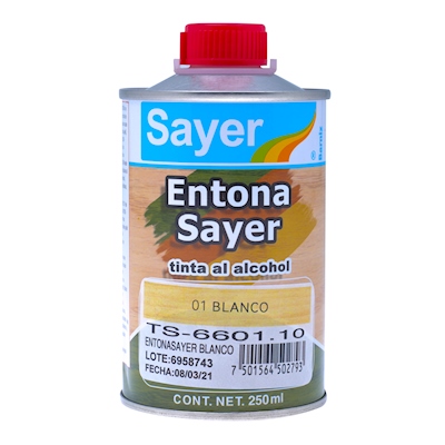 TINTA PARA MADERA AL ALCOHOL MATE INTERIOR BLANCO 250 ML
