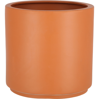 MACETA DE CERÁMICA CILÍNDRICA MEDIANA CAFÉ 10 " PARA INTERIOR Y EXTERIOR