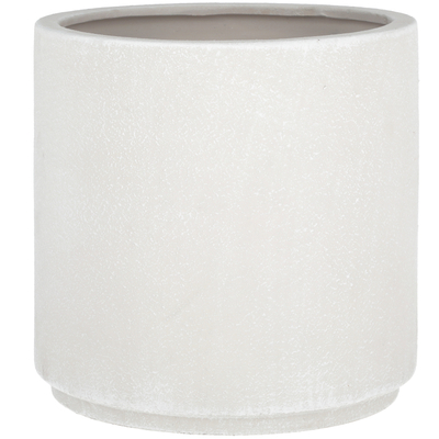 MACETA DE CERÁMICA CILÍNDRICA MEDIANA BLANCA 10 " INTERIOR Y EXTERIOR