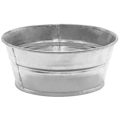 MACETA DE LAMINA GALVANIZADA REDONDA CHICA PLATEADA 21 CM INTERIOR Y EXTERIOR