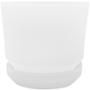 MACETA DE PLÁSTICO REDONDA MEDIANA BLANCA TRASLÚCIDA 8.5 PULGADAS CON BASE