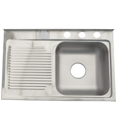 TARJA 1 TINA ACERO INOXIDABLE SOBREPONER 75 X 48 CM CON ESCURRIDOR IZQUIERDO