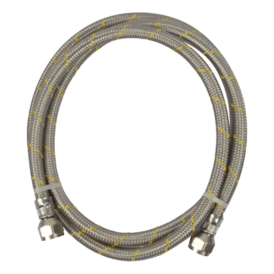 MANGUERA FLEXIBLE PARA GAS NATURAL Y LP DE ACERO INOXIDABLE 1.5M 3/8"