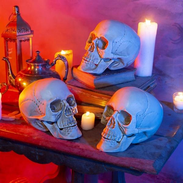 FIGURAS DECORATIVAS CALAVERAS 15.5 X 16.5 X 22 CM 3 PACK