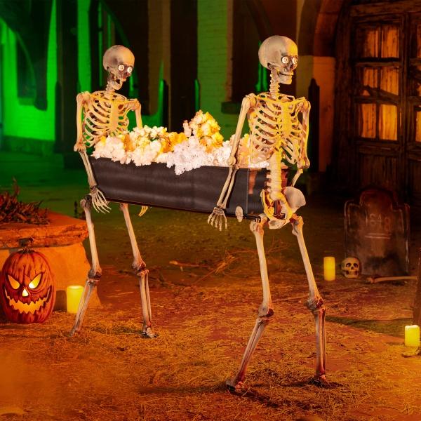 FIGURA DECORATIVA ESQUELETOS CON TUMBA 1.53 M X 41 CM X 1.76 M CON LUZ LED