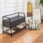 BANCO OTTOMAN CON CAJA DE ALMACENAMIENTO ABATIBLE 90X39X60.5CM COLOR NEGRO