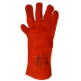 PAQUETE CON 12 PARES DE GUANTES DE SOLDADOR ROJO DE CARNAZA CON FORRO DE ALGODÓN
