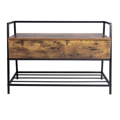 PIE DE CAMA BAÚL DE MADERA Y METAL VINTAGE 39 CM