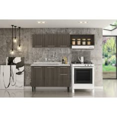 COCINA INTEGRAL 2 MÓDULOS 160 X 200 X 60 CM MDP CAFÉ CON TARJA