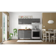 COCINA INTEGRAL 2 MÓDULOS 141.7 X 200 X 60 CM ACERO GRIS MATE