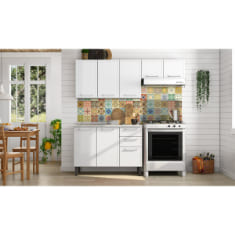 COCINA INTEGRAL 2 MÓDULOS 160 X 200 X 60 CM ACERO BLANCA CON TARJA