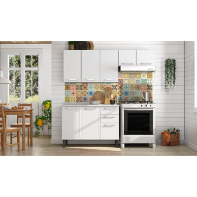 COCINA INTEGRAL 2 MÓDULOS 160 X 200 X 60 CM ACERO BLANCA