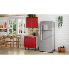 MUEBLE DE COCINA 2 MÓDULOS 160 X 80 X 60 CM METAL ROJO