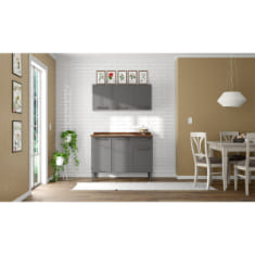 MUEBLE DE COCINA 2 MÓDULOS 142 X 120 X 60 CM METAL GRIS MATE
