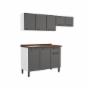 COCINA INTEGRAL 2 MÓDULOS 141.7 X 200 X 60 CM ACERO GRIS MATE CON TARJA