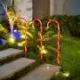 ESTACAS NAVIDEÑAS CARAMELO 125 CM ROJO Y BLANCO CON LUZ LED 3 PIEZAS