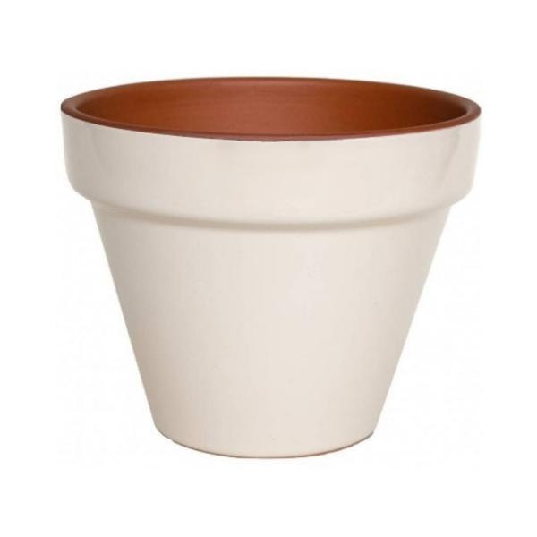 MACETA DE CERÁMICA REDONDA GRANDE BLANCA 37 CM PARA INTERIOR Y EXTERIOR